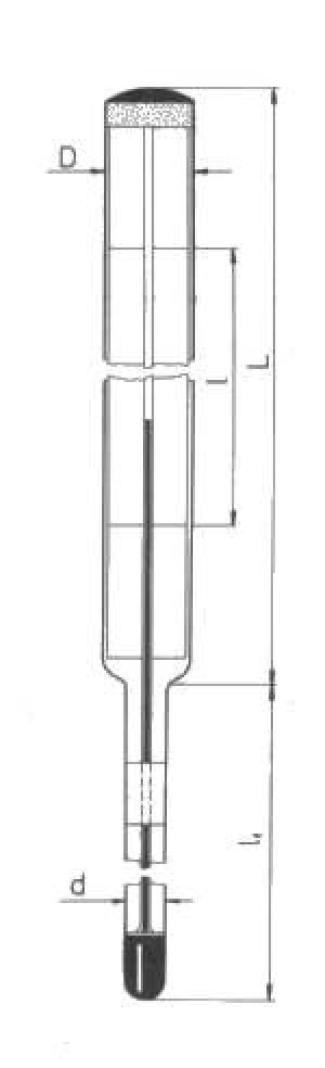 Thermometers technical type 240 straight with end to cork and putty, -35 to + 50 ° C