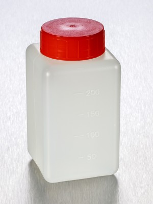 Lahve širokohrdlé čtyřhranné, uzávěr s těsněním, HDPE